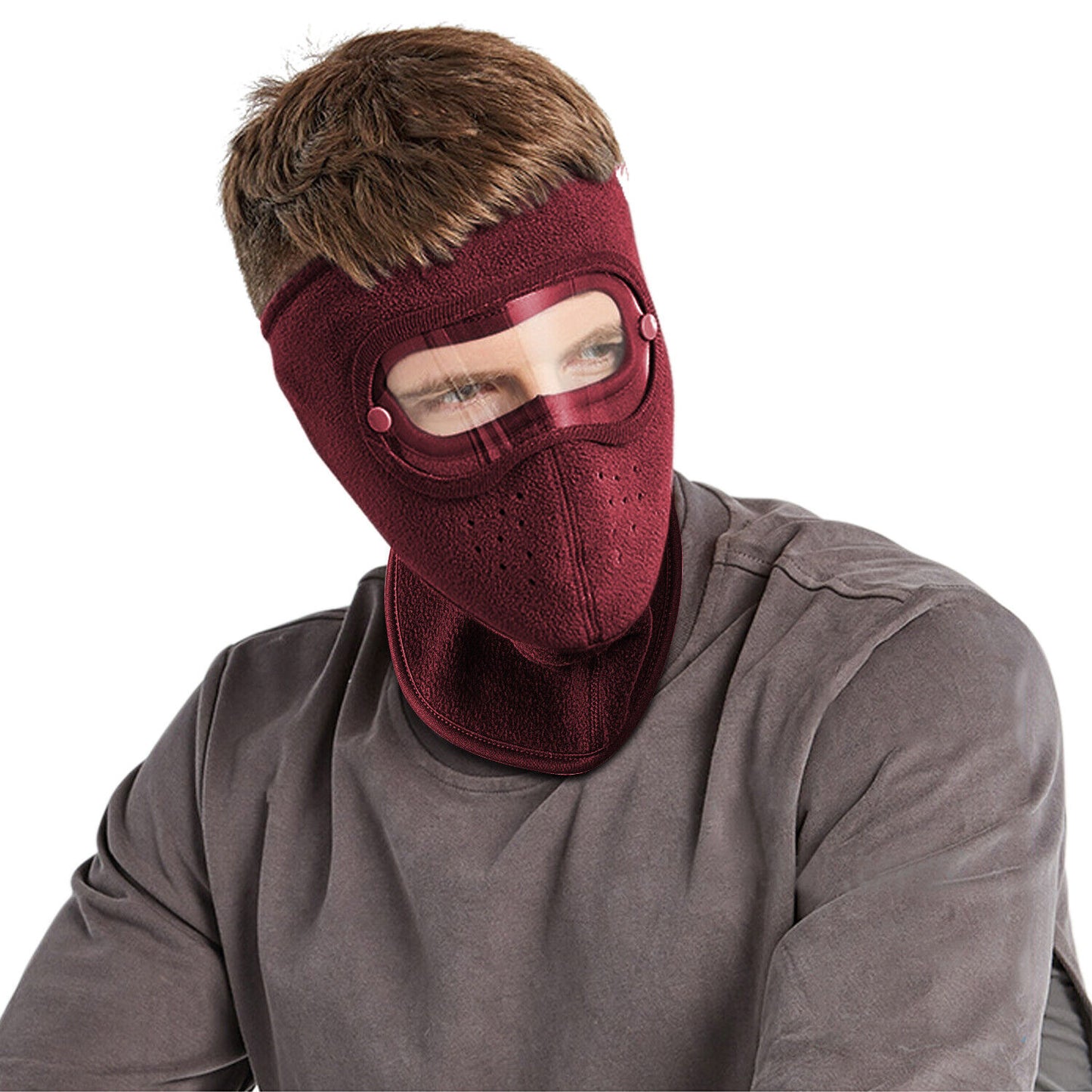 Fleece Warm Winter Balaclava Face Mask with Anti-Fog Goggles Windproof Skull Cap