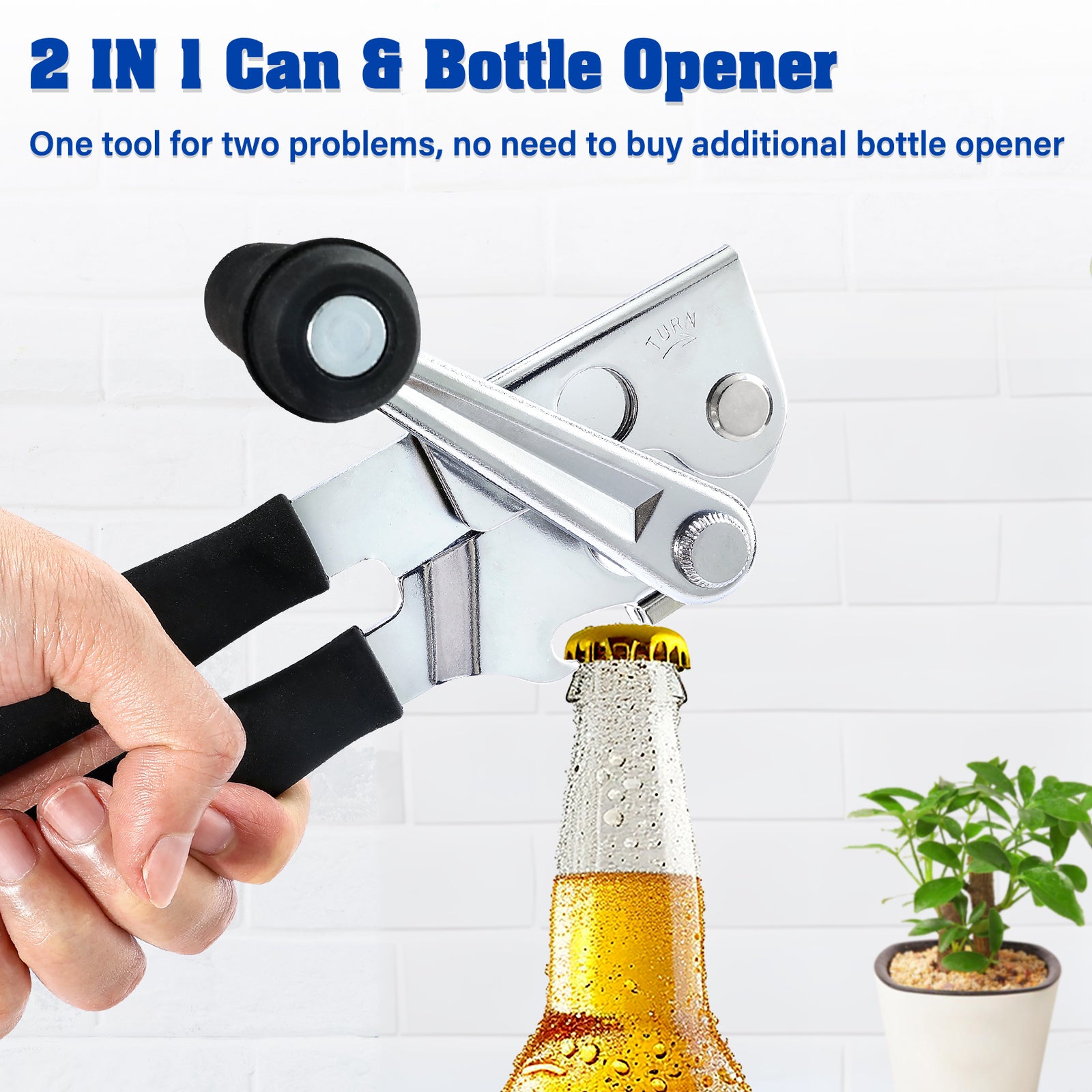 Commercial Can Opener Stainless Easy Crank W/ Magnet Heavy Duty Ergonomic Design