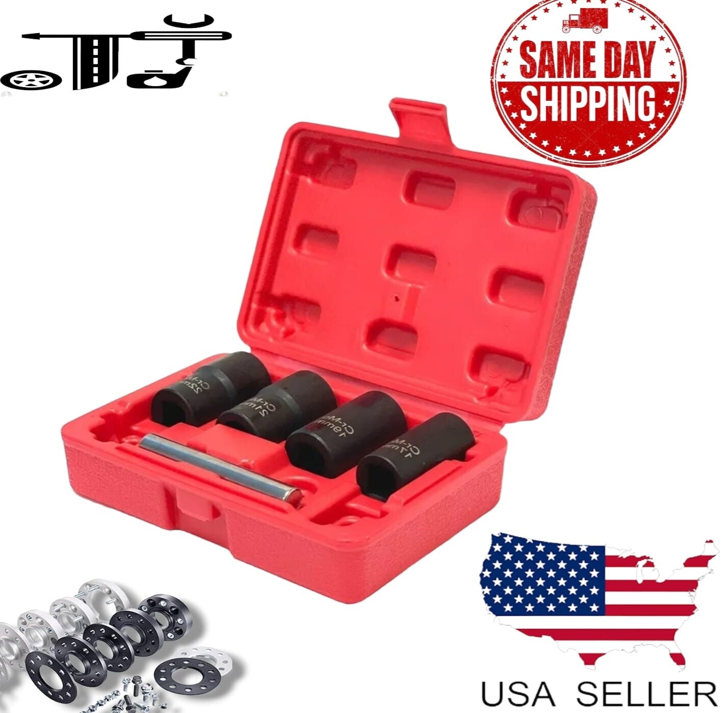 5Pcs Twist Socket 1/2” Drive for Wheel Lug Nut Damaged Removal and Extractor