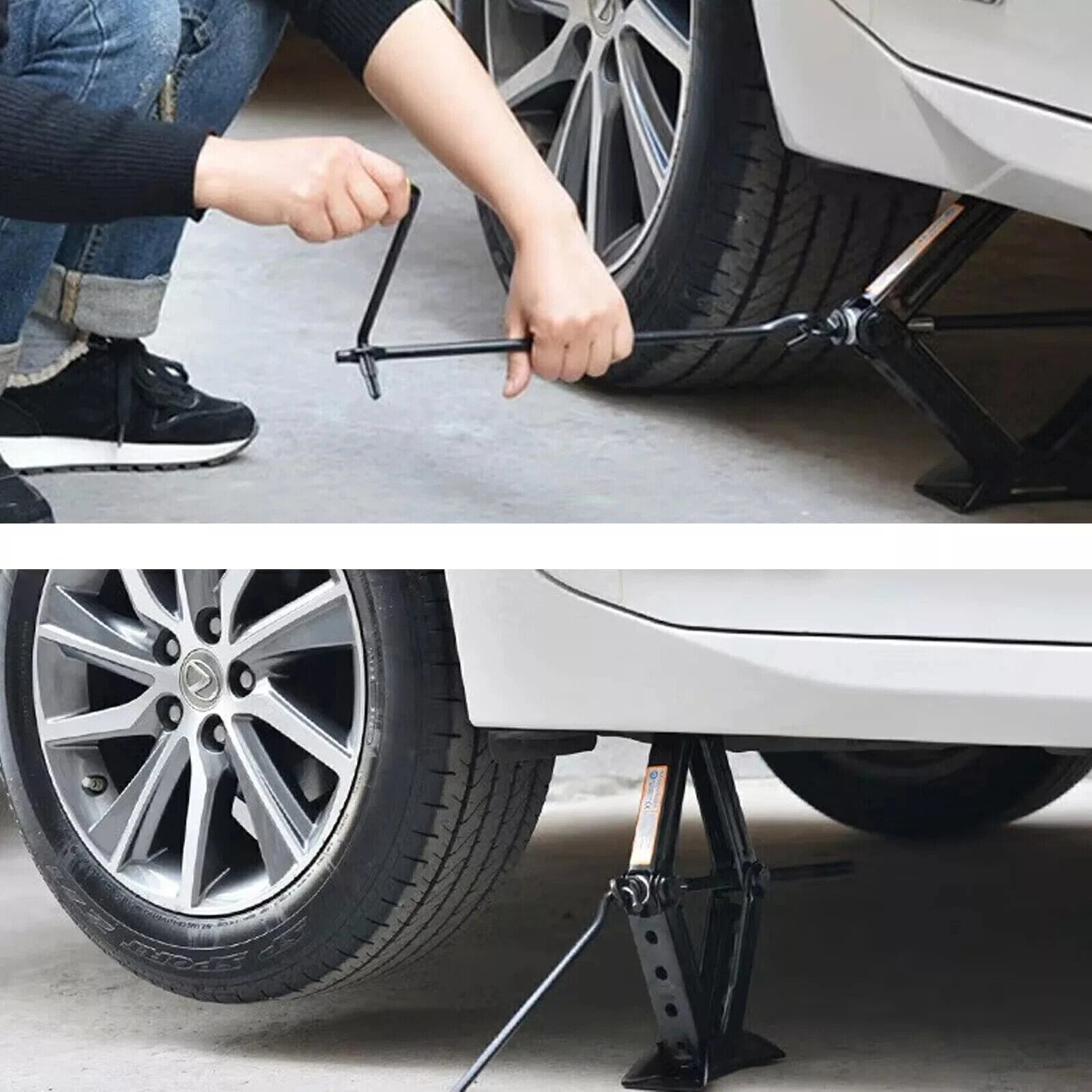 2 Ton Scissor Jack Handle Crank Wheel Lug Wrench Tool Kit Car Garage Tire✨