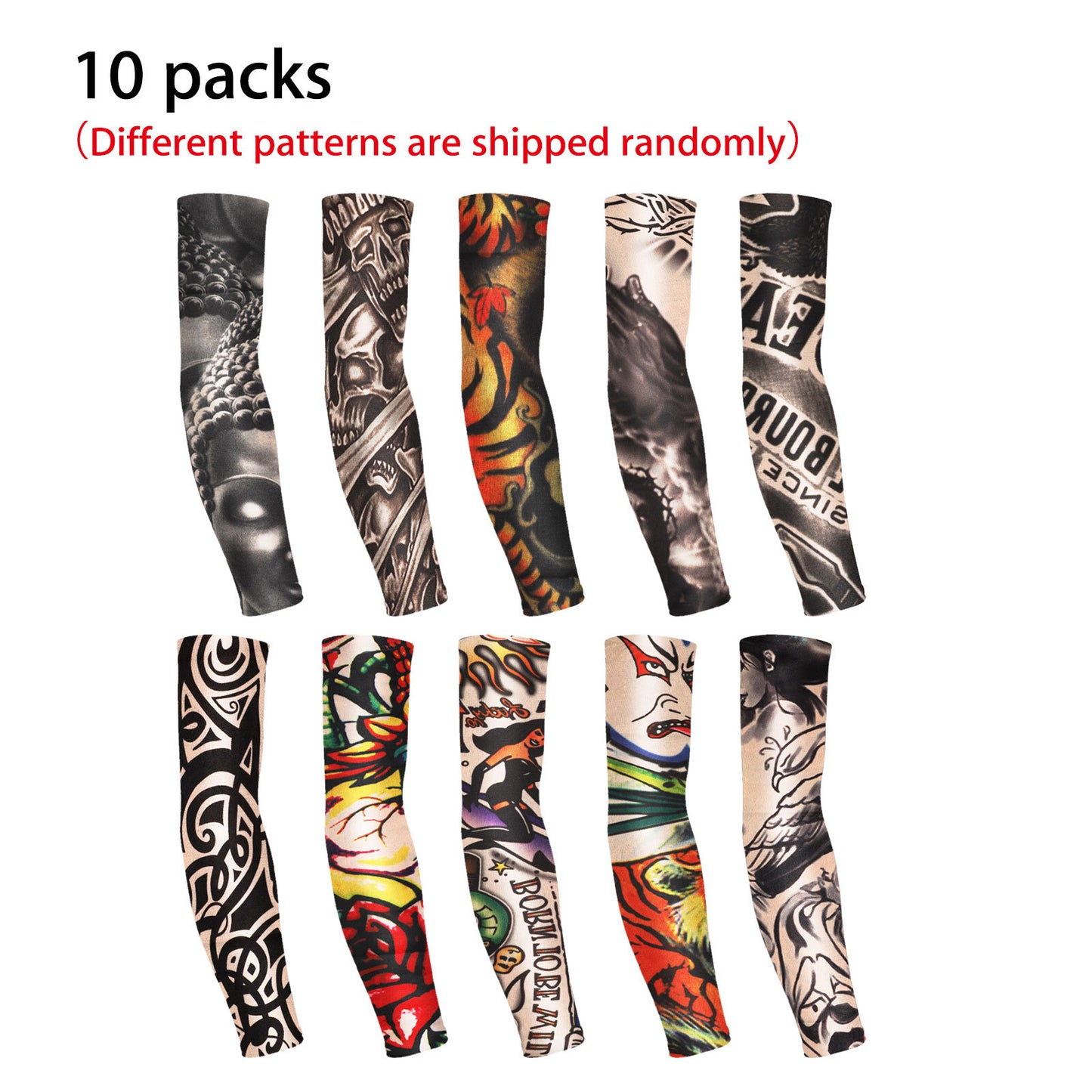 10Pcs Tattoo Cooling Arm Sleeves Cover Basketball Golf Sport UV Sun Protection