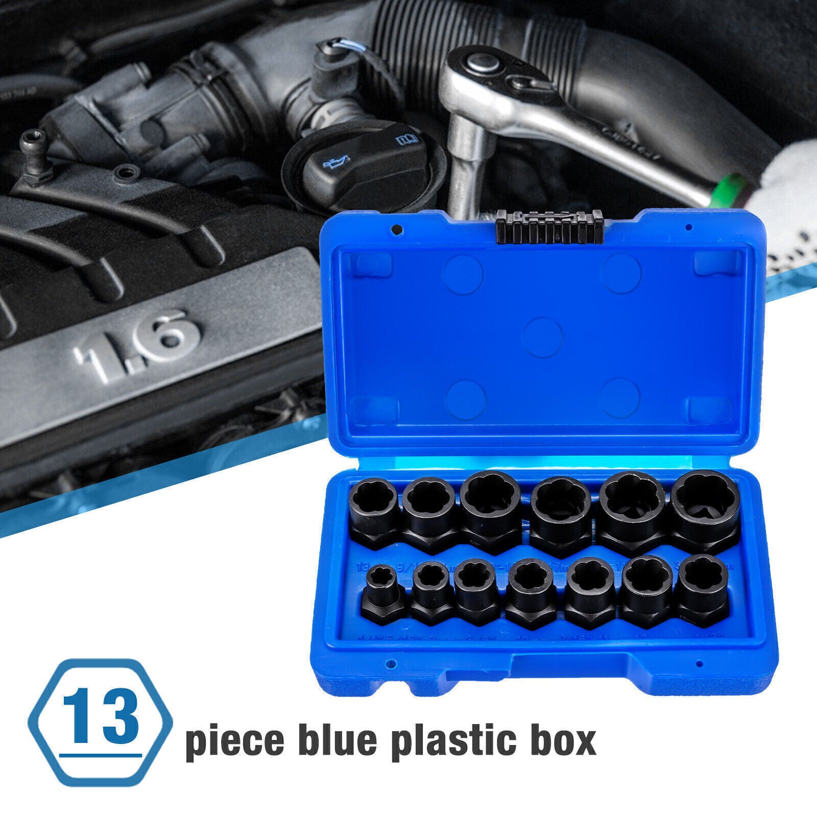 Heavy Duty Impact Bolt Extractor Kit – Nut Remover Socket Set for Rusted or Worn Fasteners