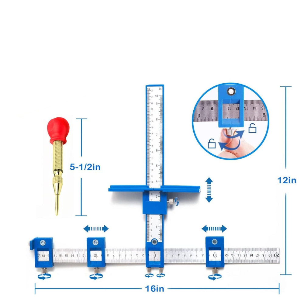 Cabinet Handle Jig with Automatic Center Punch Cabinet Jig for Handles and Pulls on Drawers/Cabinets