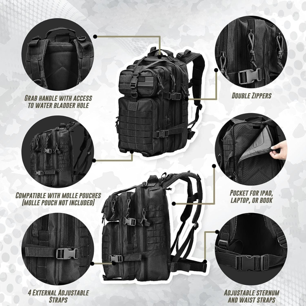 45L Military Tactical Backpack Large Army 3 Day Rucksack - B
