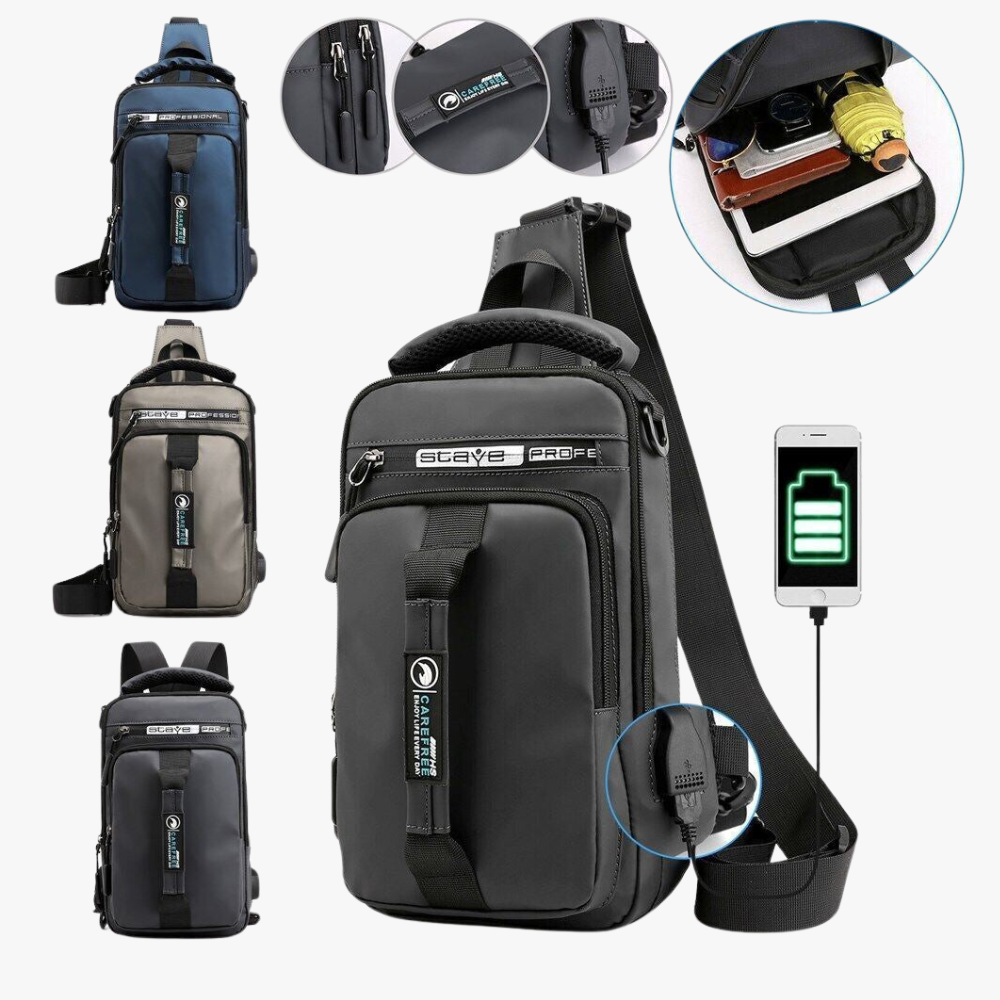 Crossbody Bag Anti-Theft Men'S Sling Crossbody Bag Chest Shoulder Messenger Backpack w/ USB Port