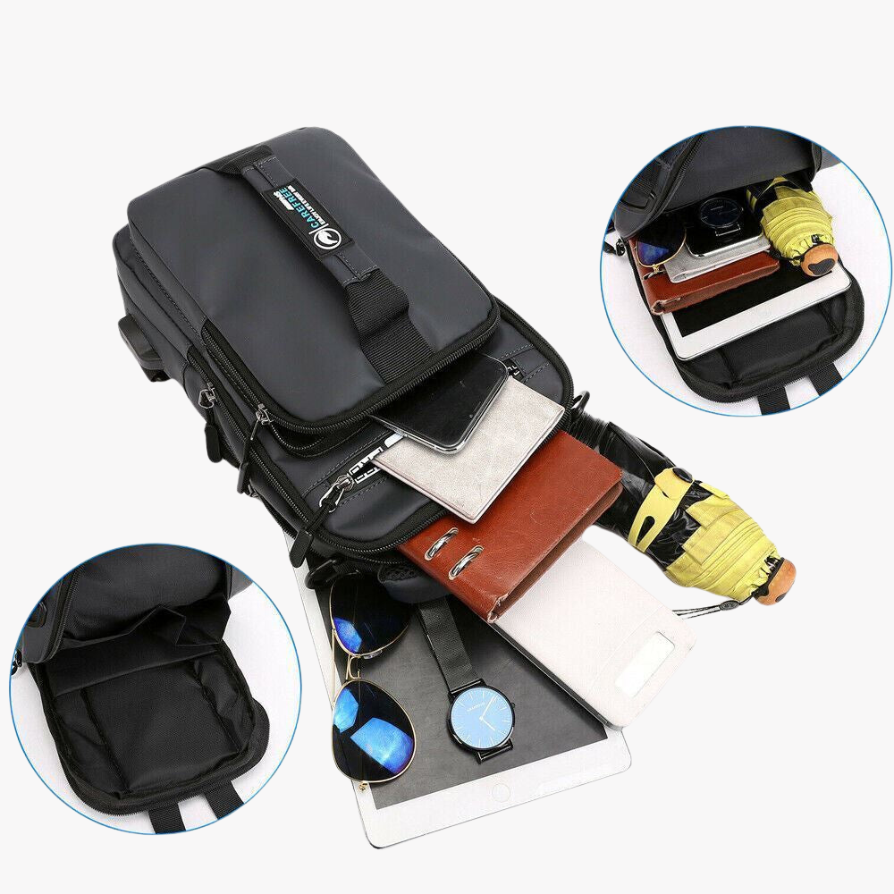 Crossbody Bag Anti-Theft Men'S Sling Crossbody Bag Chest Shoulder Messenger Backpack w/ USB Port