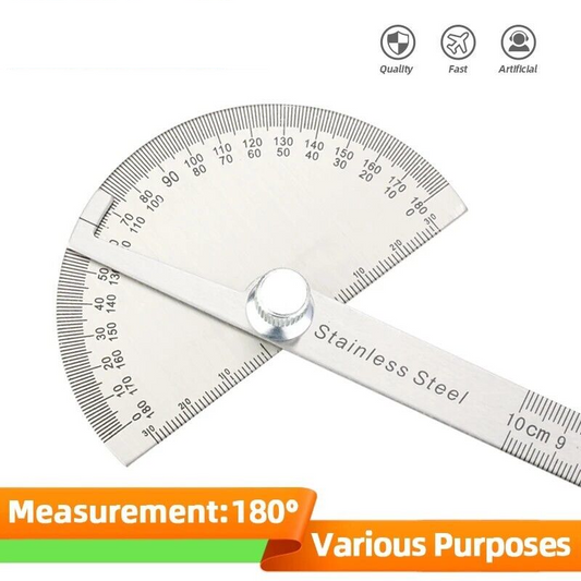 SAE Stainless Steel 180 Degree Protractor Angle Finder Rotary Measuring Ruler