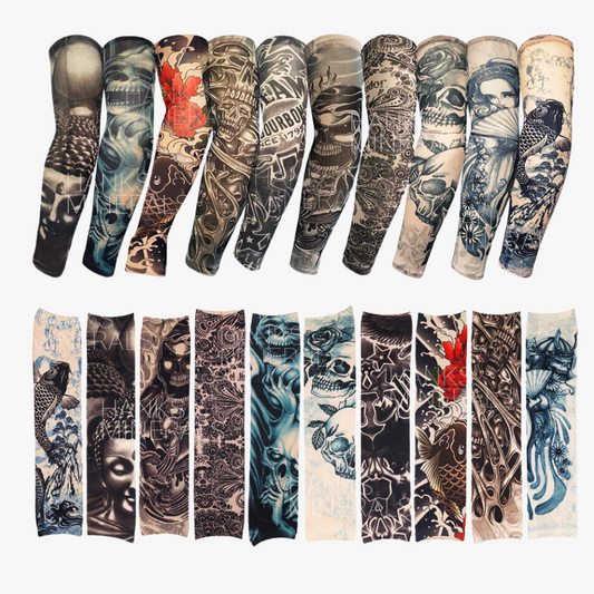 10-Pack Temporary Tattoo Sleeves Body Art Cooling Fake Slip on Arm Sun Protector