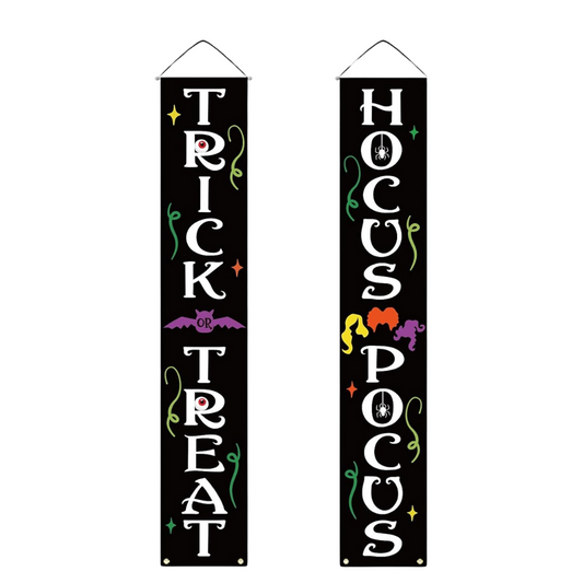 Halloween Decorations Outdoor Trick or Treat and Hocus Pocus Front Door Porch Banners, Indoor, Decor, Fall Decor