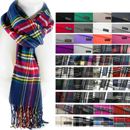 Mens Womens Winter Warm SCOTLAND Made 100% CASHMERE Scarf Scarves Plaid Wool