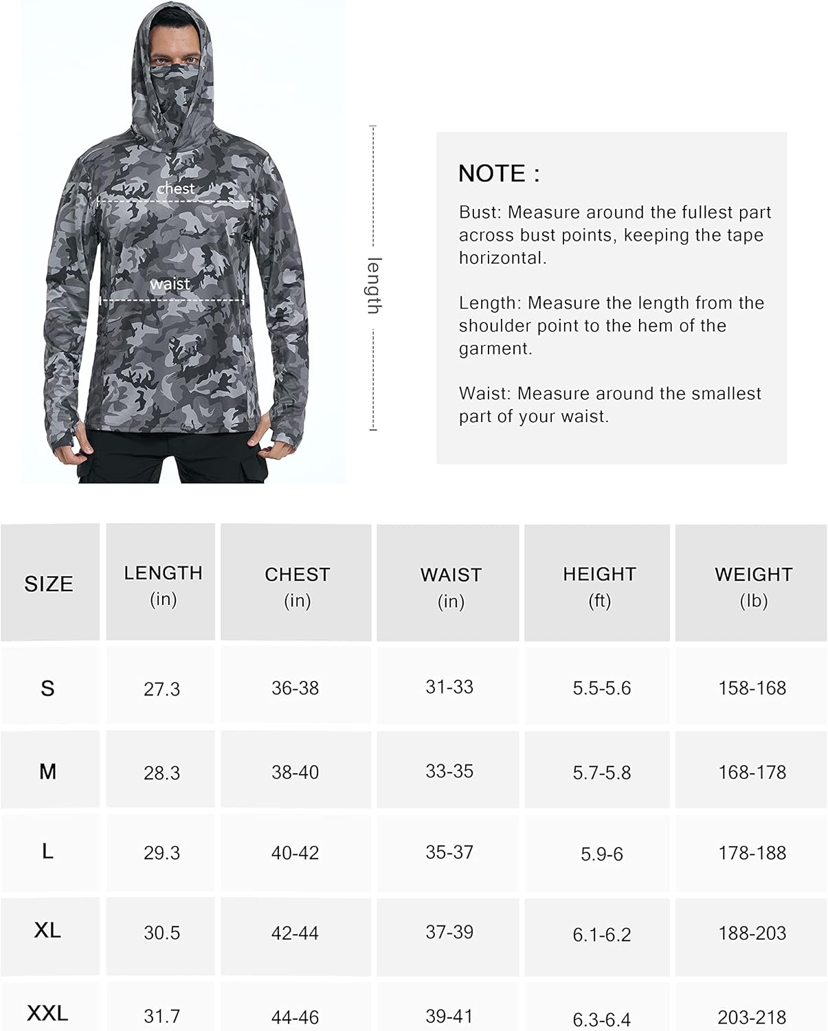 Men'S Performance Fishing Hoodie Shirt - UPF 50+ Sun Protection Long Sleeve Thumbholes Shirts with Neck Gaiter