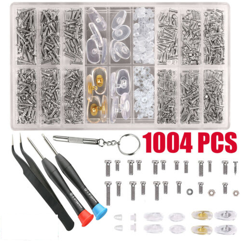 1004 Tiny Screws Nut Screwdriver Watch Eyeglass Sun Glasses Repair Tool Set Kit