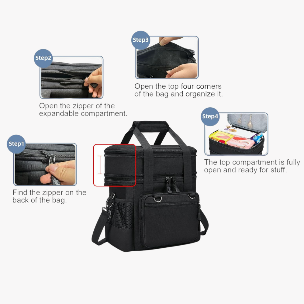 Insulated Lunch Box Reusable Lunch Bag  Leakproof Cooler Tote Bag Organizer  for Work Office Daytrip Picnic Adults  Men/Women