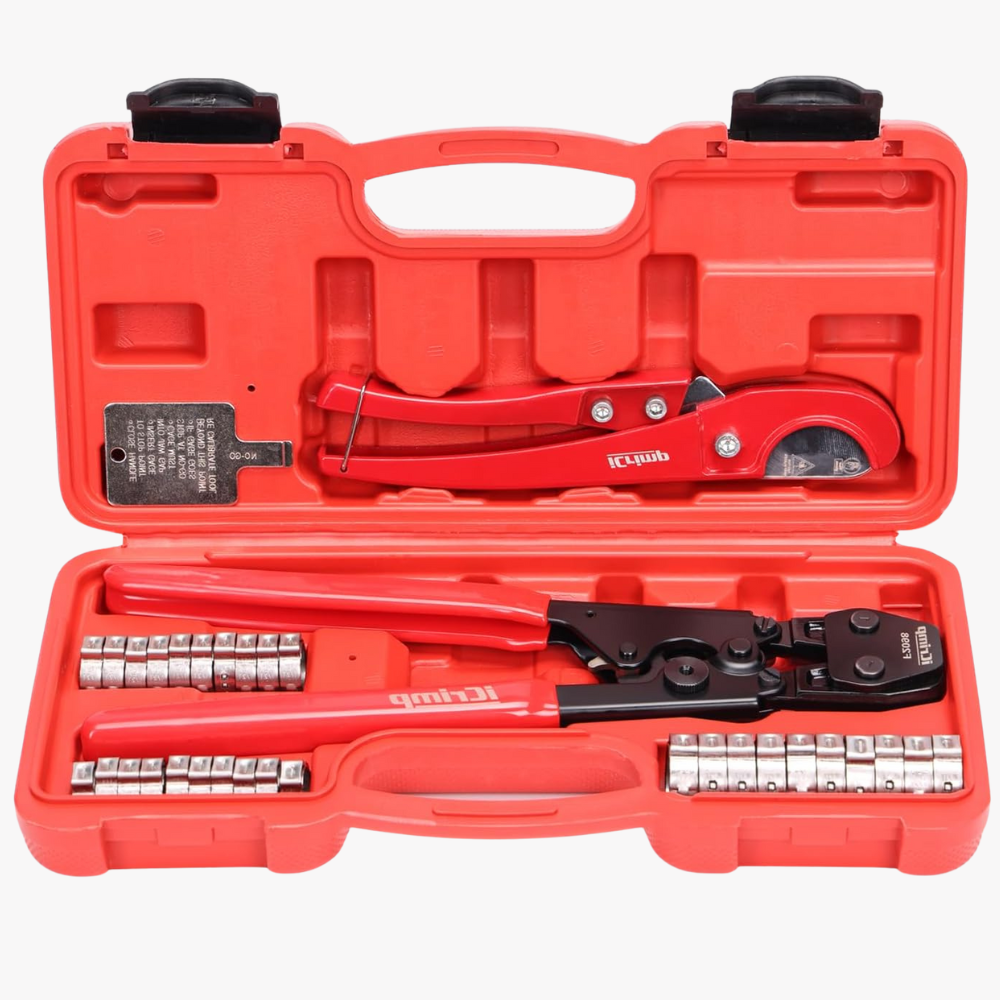 PEX Pipe Clamp Crimping Tool Kit Cinch Crimper Tool for Stainless Steel Clamps from 3/8-inch to 1-inch