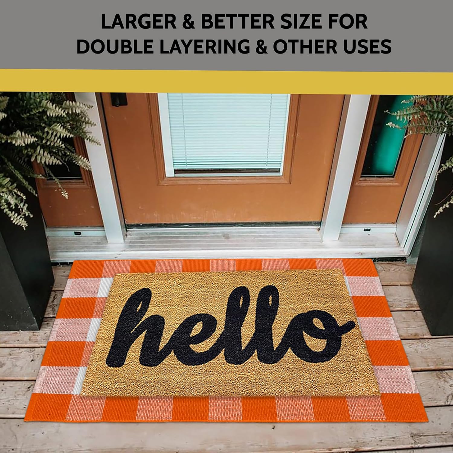  Buffalo Plaid Rug Orange and White Checke Rug Halloween Fall Door Mat Area Rugs Door Mat Outdoor Entrance for Front Porch Entryway Fall Farmhouse 27.5x43 Inches