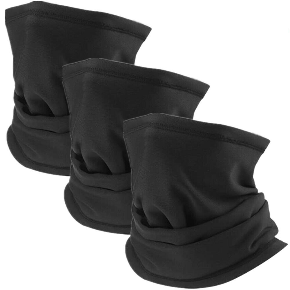 3 Pcs Multi-Use Tube Scarf Bandana Head Face Mask Neck Gaiter Head Wear Black