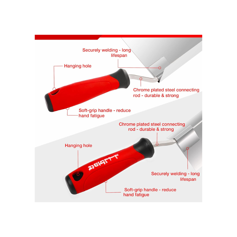 2 Piece Drywall Corner Tool Set 5'' Outside Corner Knife & 3-1/2'' Inside Corner Knife with Soft Grip Handle