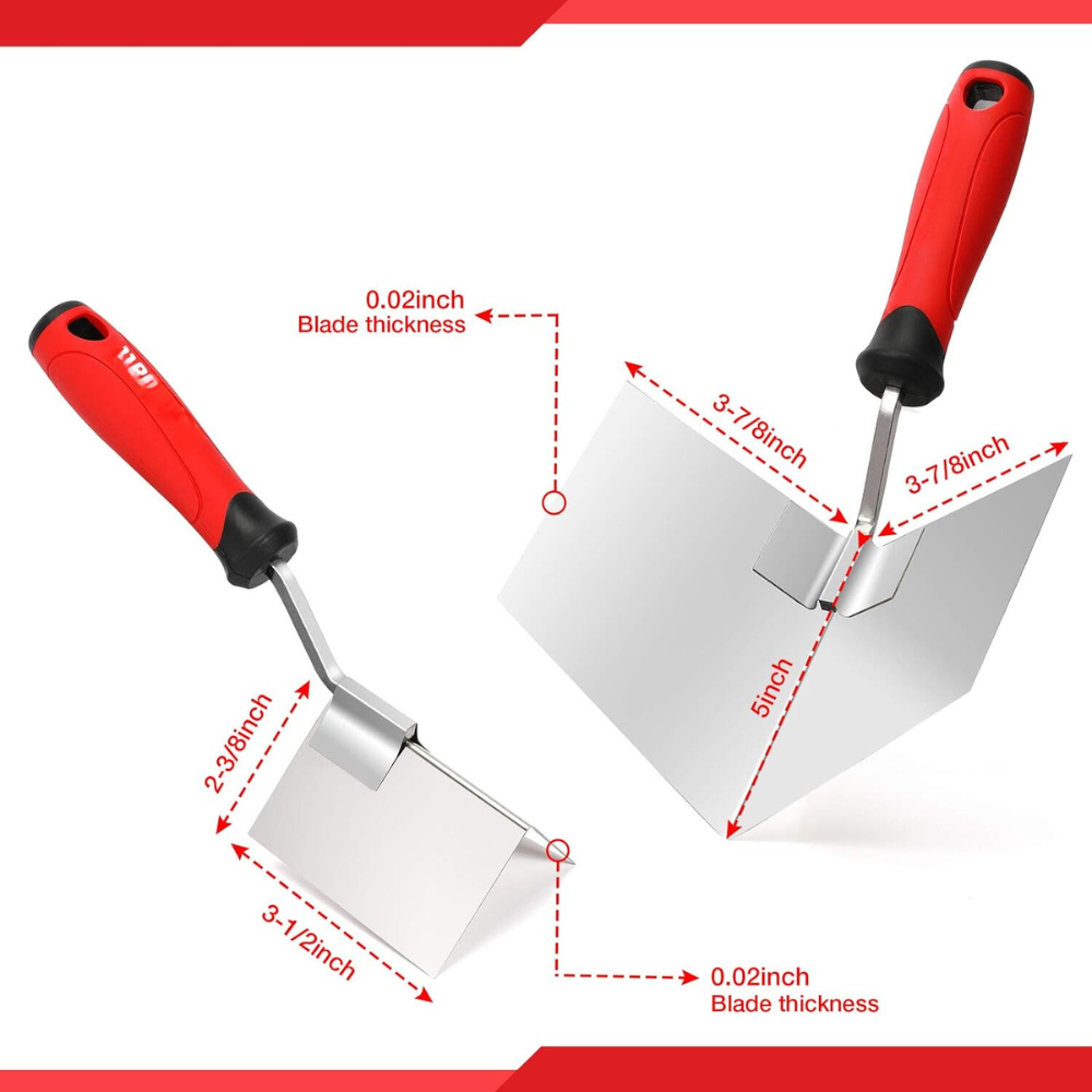 2 Piece Drywall Corner Tool Set 5'' Outside Corner Knife & 3-1/2'' Inside Corner Knife with Soft Grip Handle