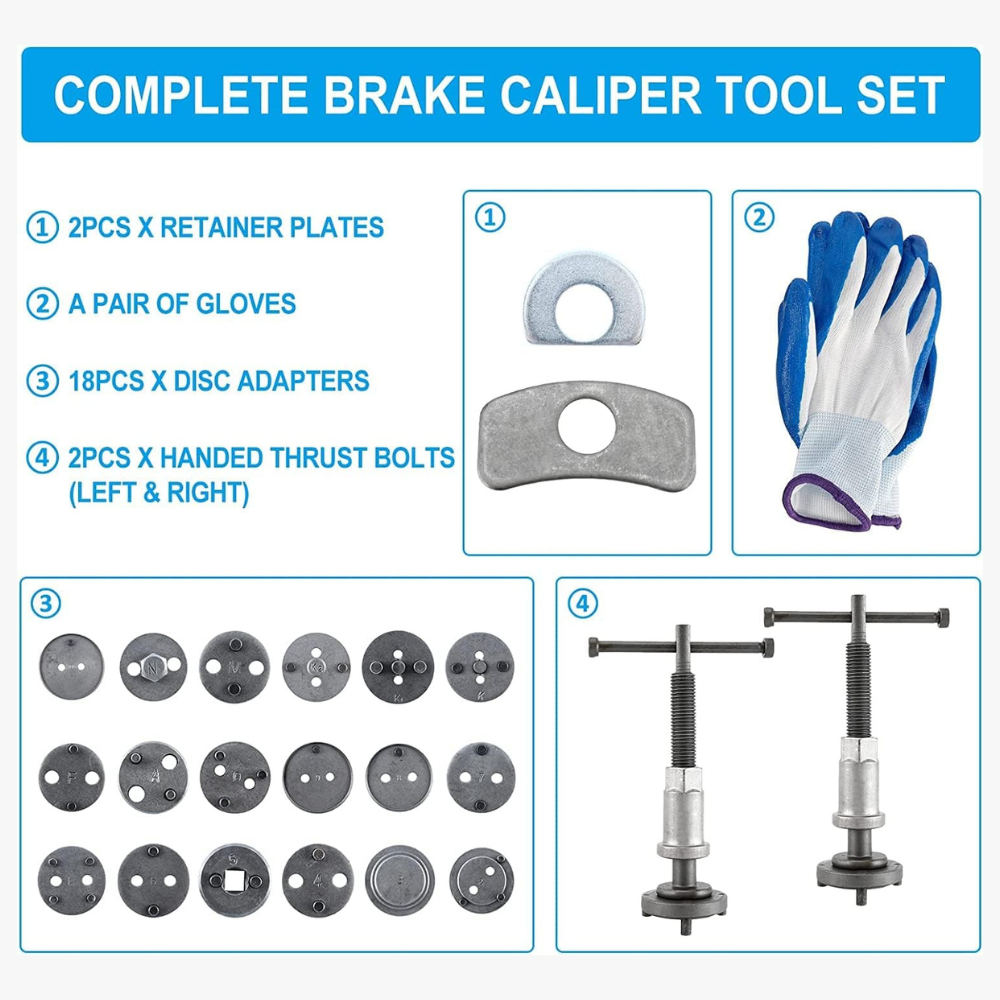 27Pc - Portable Tools for Brake Rear Wind Back Tool Kit Car Truck Break Disc Tool Set GG