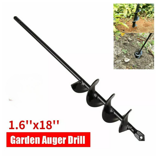 18" Planting Auger Spiral Hole Drill Bit Garden Soil Yard Earth Bulb Hole Digger