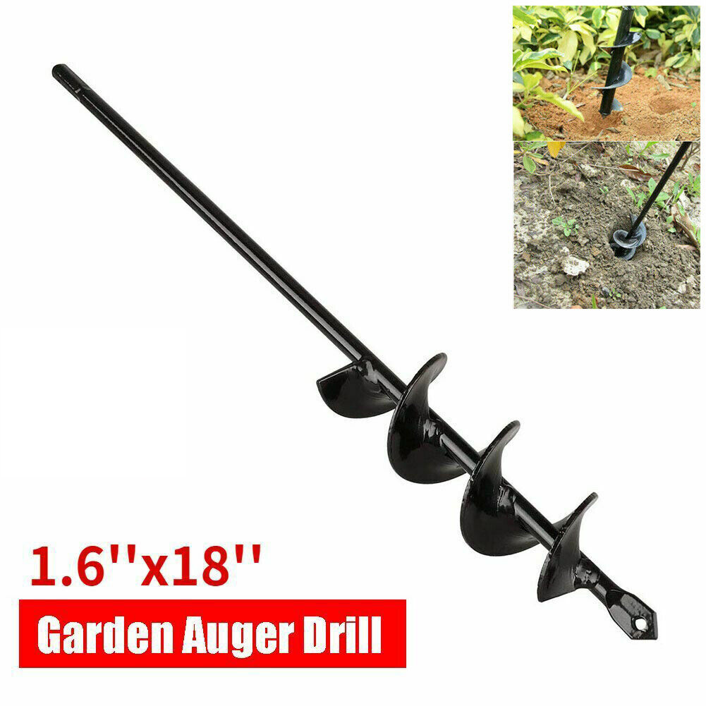 18" Planting Auger Spiral Hole Drill Bit Garden Soil Yard Earth Bulb Hole Digger