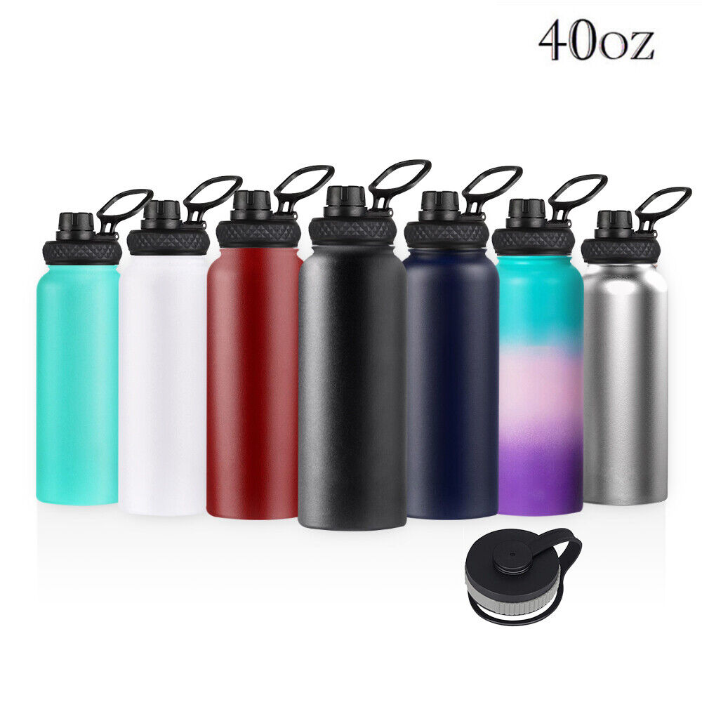Water Bottle Stainless Steel Vacuum Double Wall Insulation Sport Wide Mouth 40 Oz 