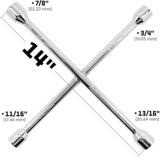 Universal Wrench 4 Way Lug Nut Tool 14'' Heavy Duty Socket Wheel Tire Change USA