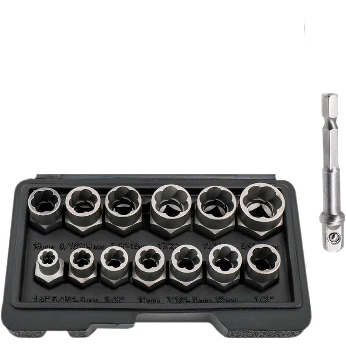 Heavy Duty Extractor Socket Tool Kit 14PCS Damaged Bolt & Nut Remover Set