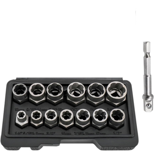 Heavy Duty Extractor Socket Tool Kit 14PCS Damaged Bolt & Nut Remover Set