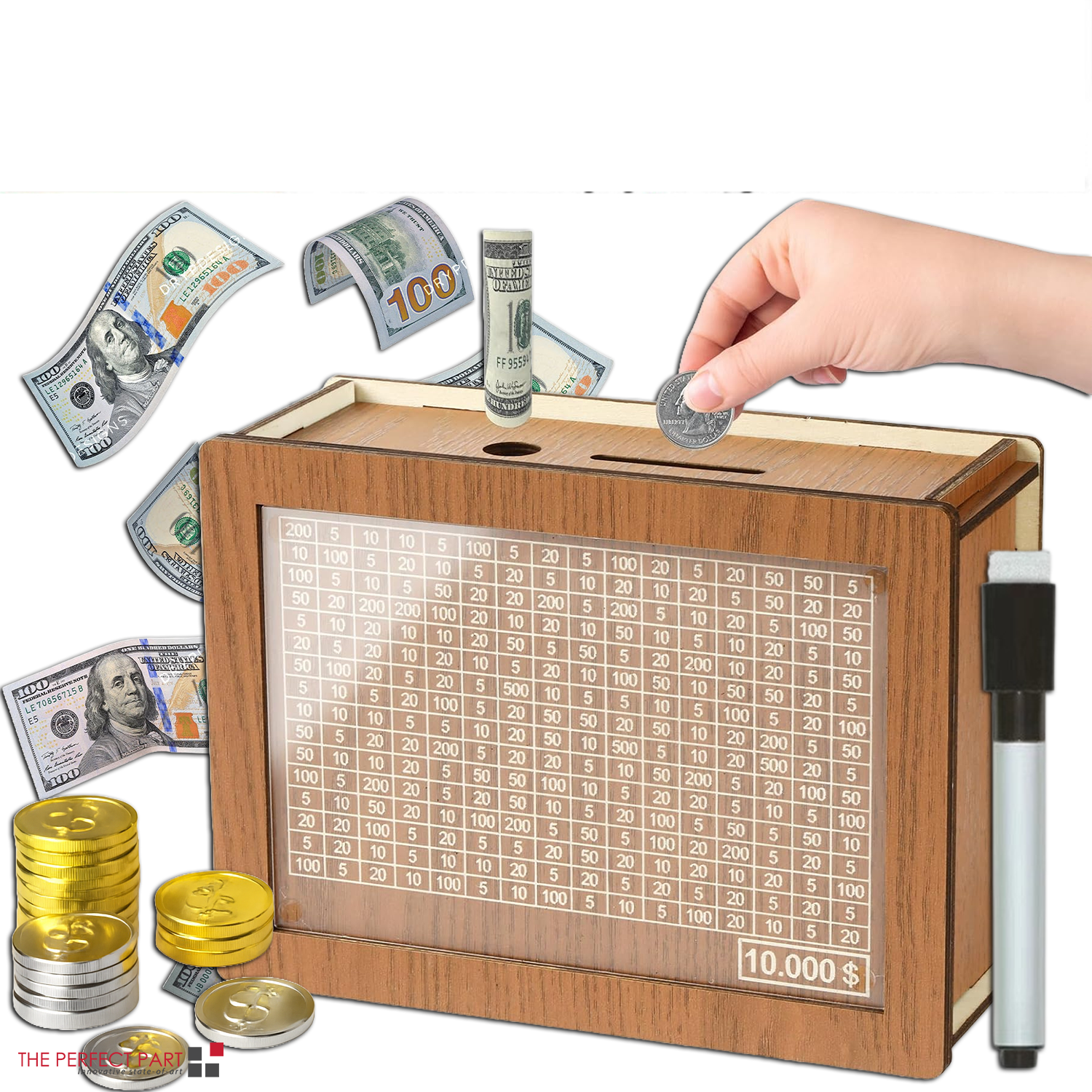  Wooden Savings Box Wooden Cash Cash Vault Saver Money Saving Box with Countdown