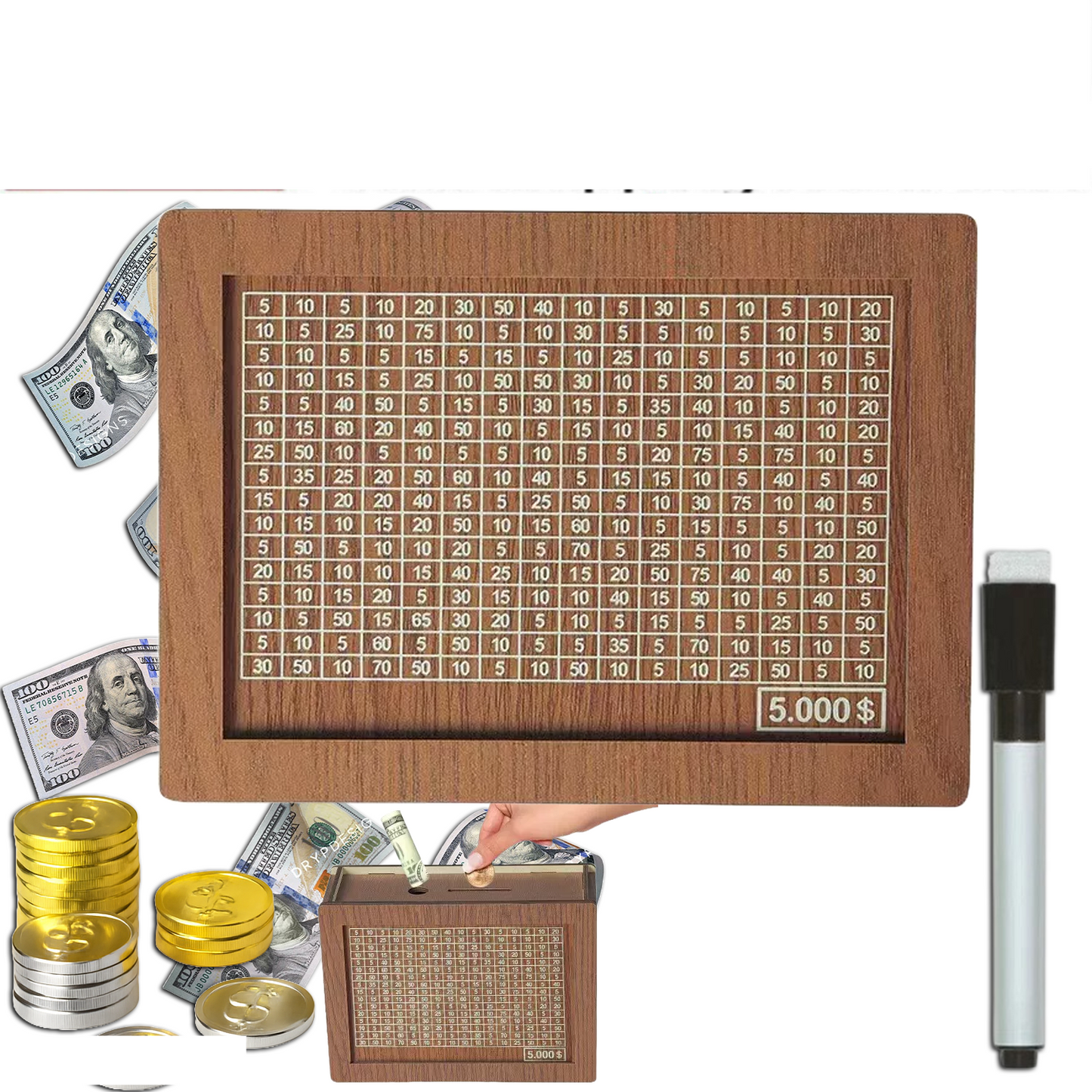  Wooden Savings Box Wooden Cash Cash Vault Saver Money Saving Box with Countdown