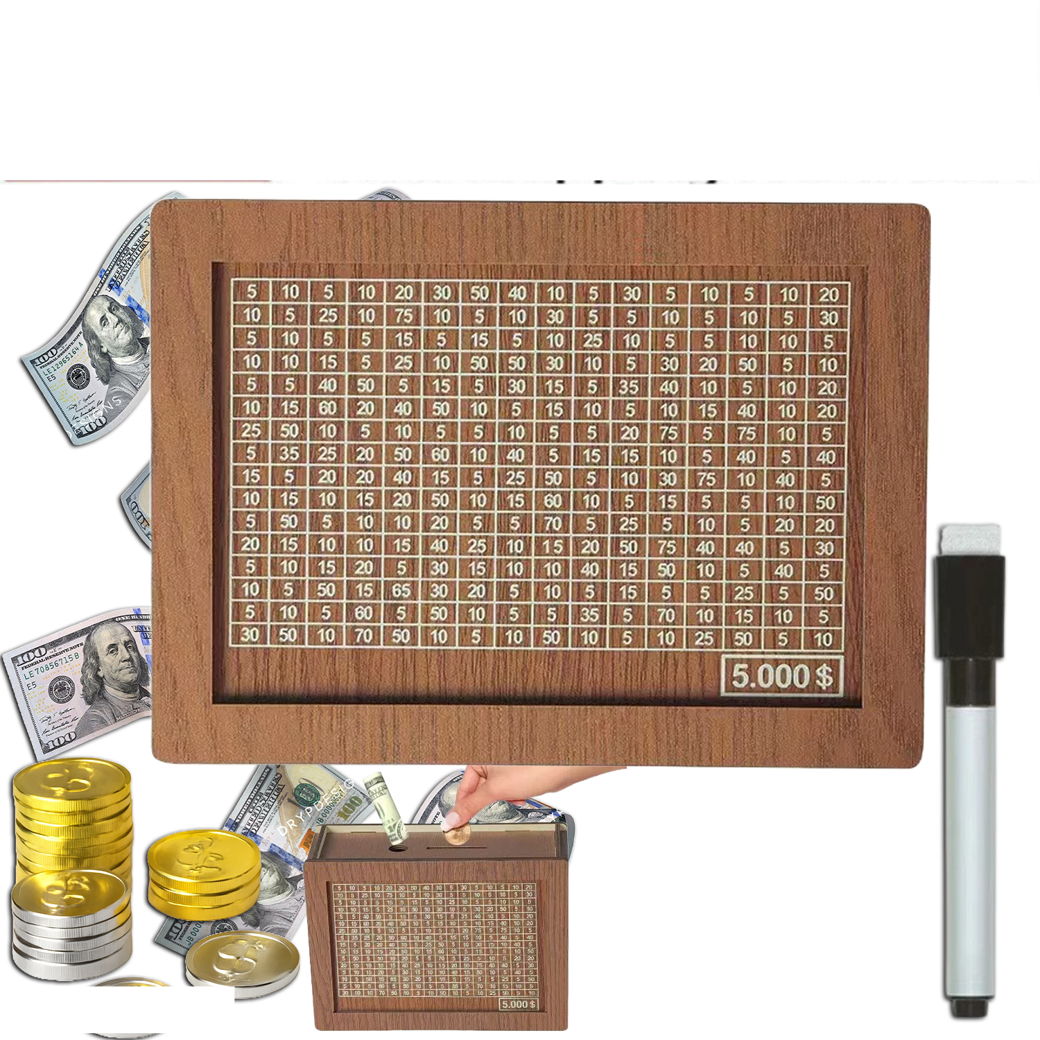  Wooden Savings Box Wooden Cash Cash Vault Saver Money Saving Box with Countdown