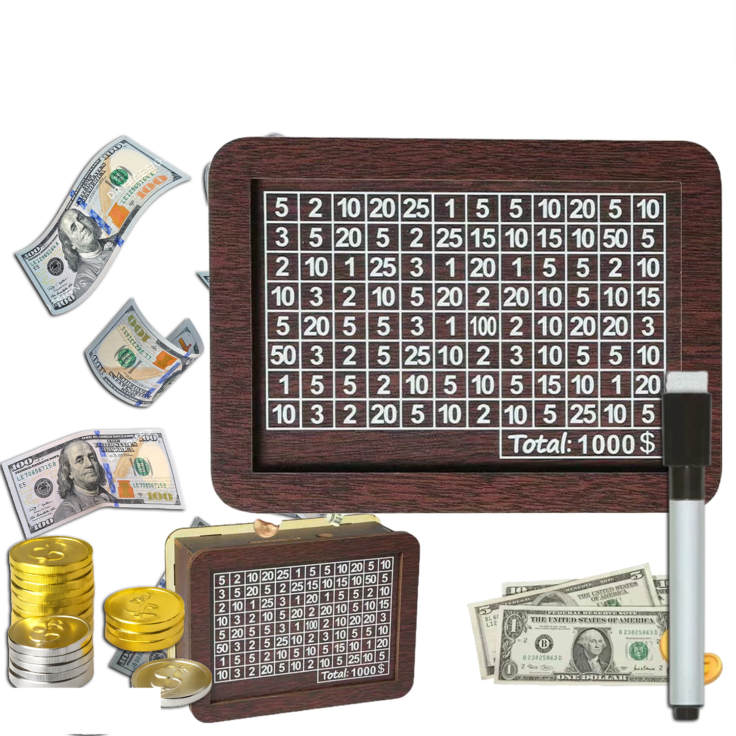  Wooden Savings Box Wooden Cash Cash Vault Saver Money Saving Box with Countdown