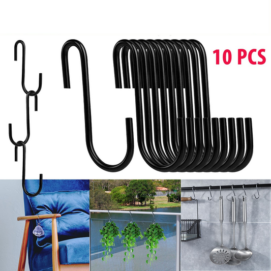 10 PCS Heavy Duty Steel S Shaped Hooks Hanging Hangers Pan Pot Holder Rack