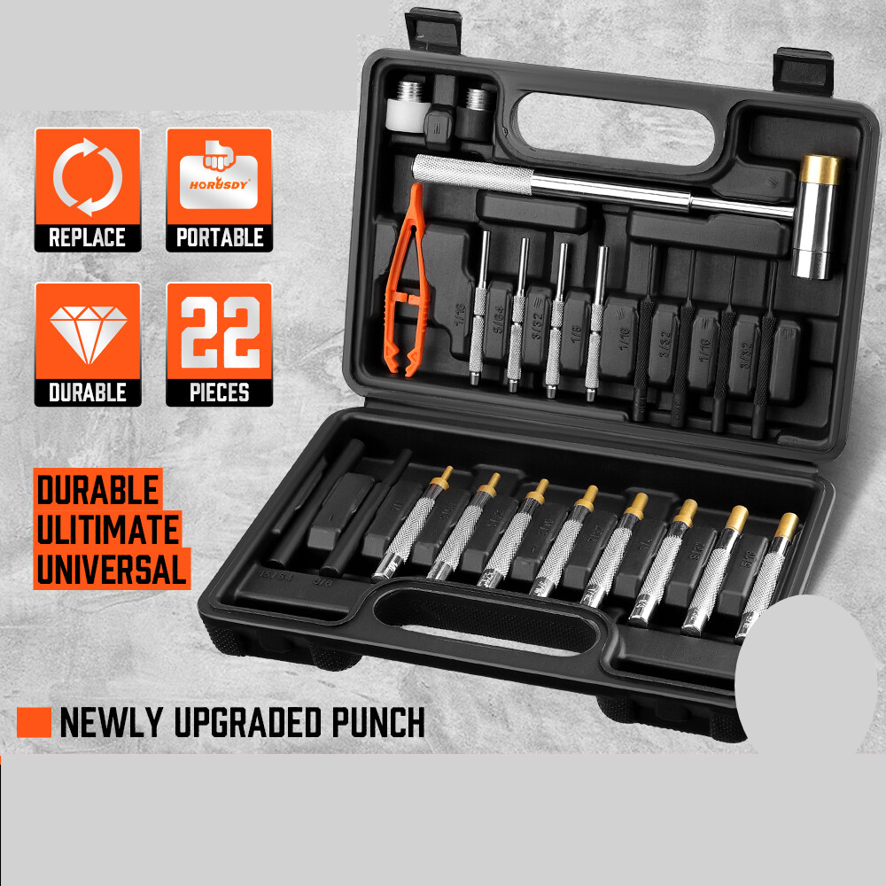 22PC Hammer & Punch Set Brass Steel Plastic Punches Gunsmithing Maintenance Case