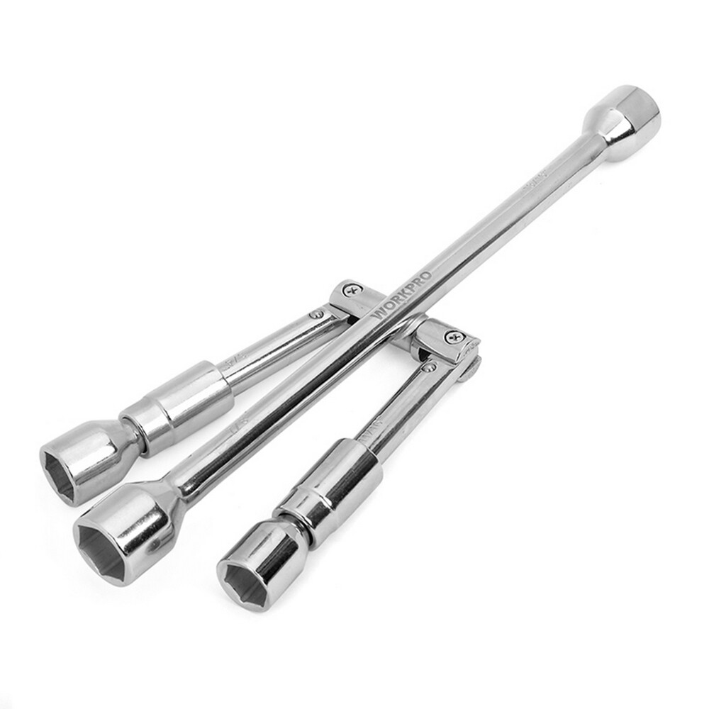 14-Inch Folding Lug Wrench Iron Compact 4-Way Cross Wheel Brace Wrench