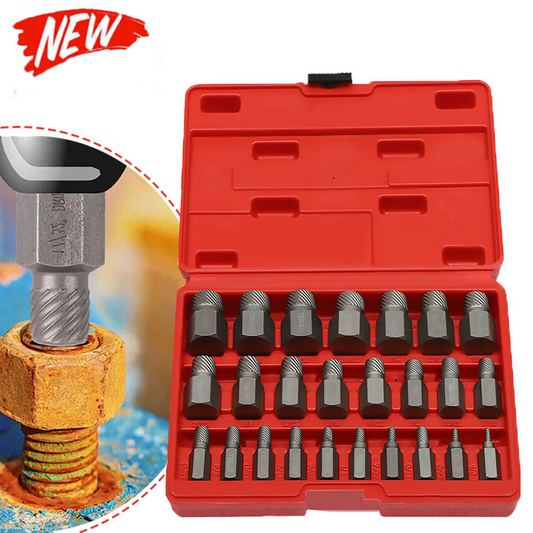 25PCS Multi-Spline Screw Extractor Set Hex Head Bit Socket Wrench Bolt Remover