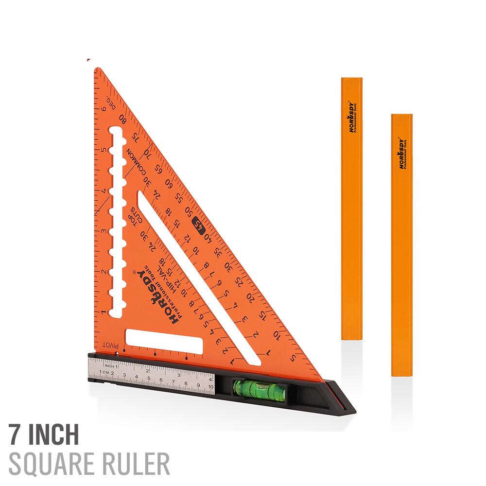 7 Inch Premium Rafter Square with Level Carpenter Tool Protractor Ruler