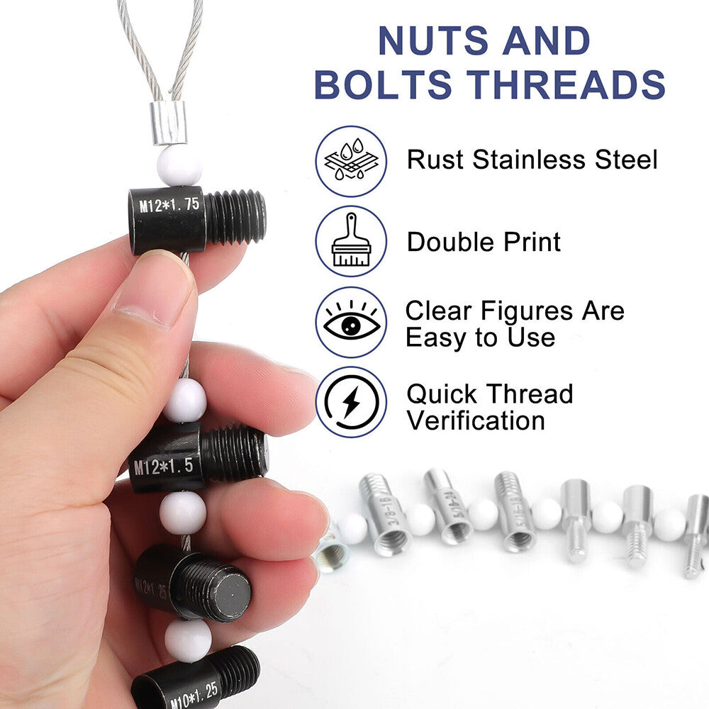 Nut and Bolt Thread Checker (Inch & Metric)- 26 Male/Female -14 Inch & 12 Metric