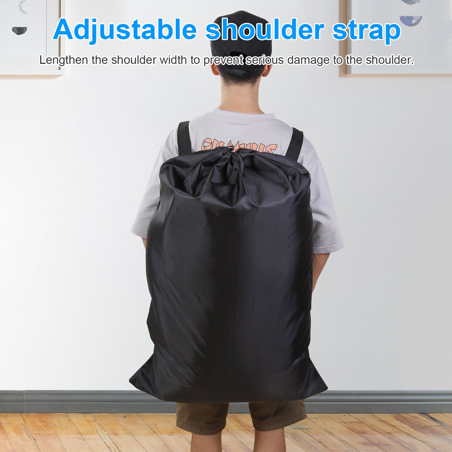 Extra Large Laundry Bag Backpack Heavy Duty Washing Clothes Drawstring 61X92 CM