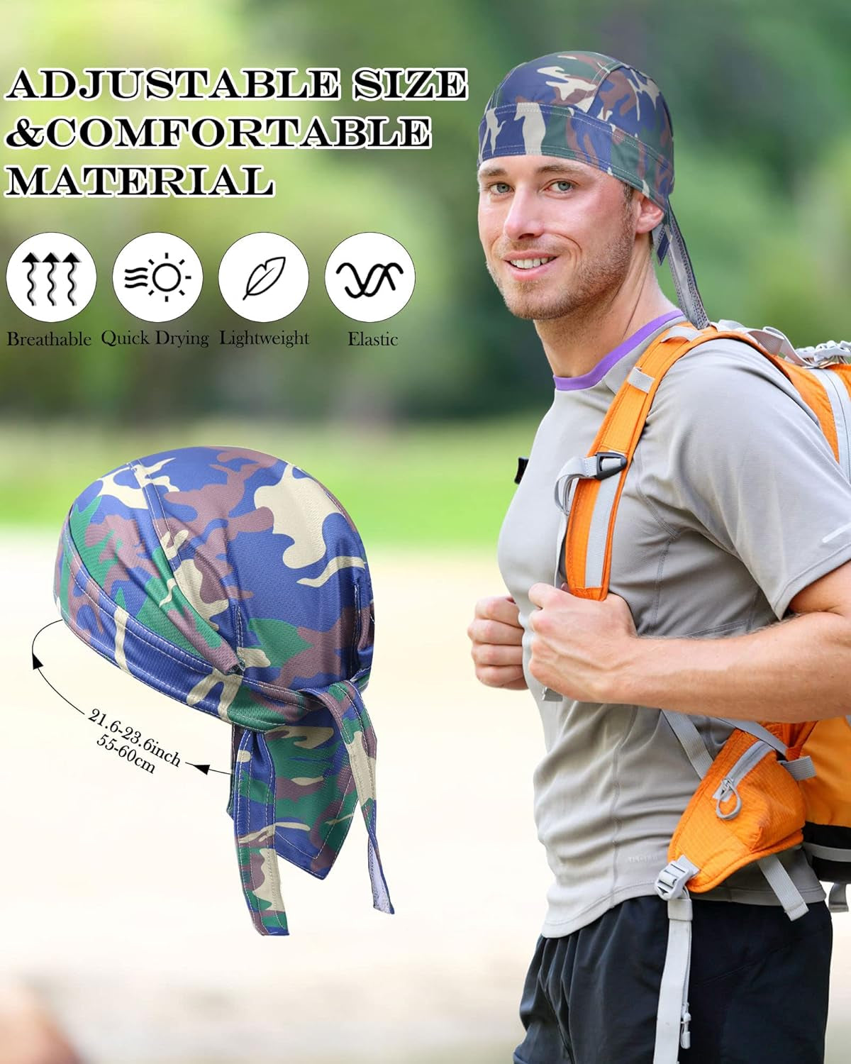 8 Pack Do Rag Skull Caps Bandana for Men Sweat Wicking Doo Rags