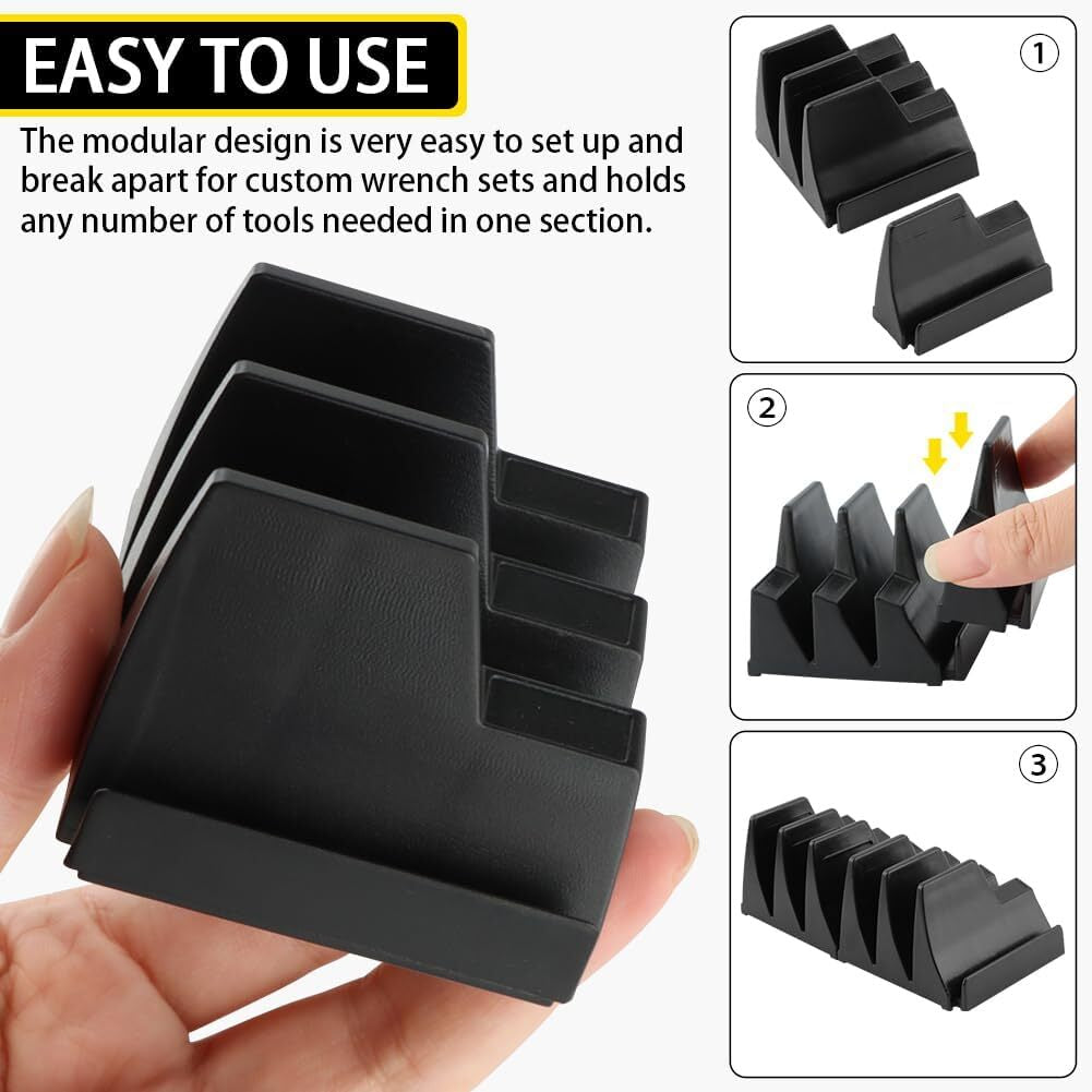 40X Magnetic Modular Wrench Organizer Compact Tool Storage Slots Hold Tools SAE