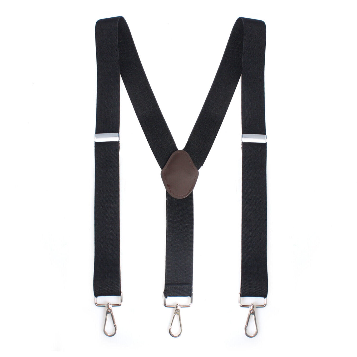 Mens Pery Belt Hook Y-Back Elastic Suspenders Black Heavy Duty Work Adjustable