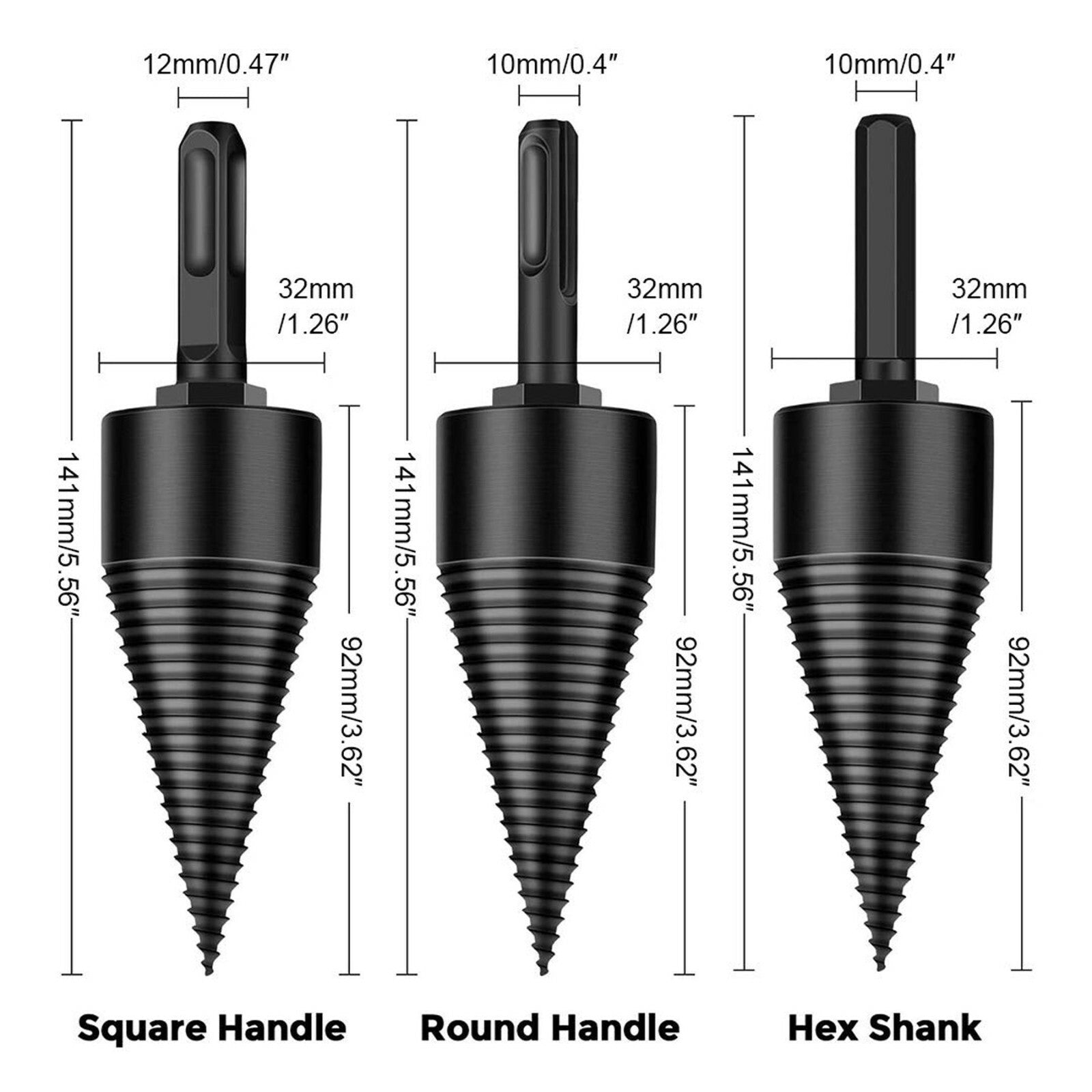 4X High Speed Twist Firewood Drill Bit Wood Splitter Screw Splitting Cone Driver