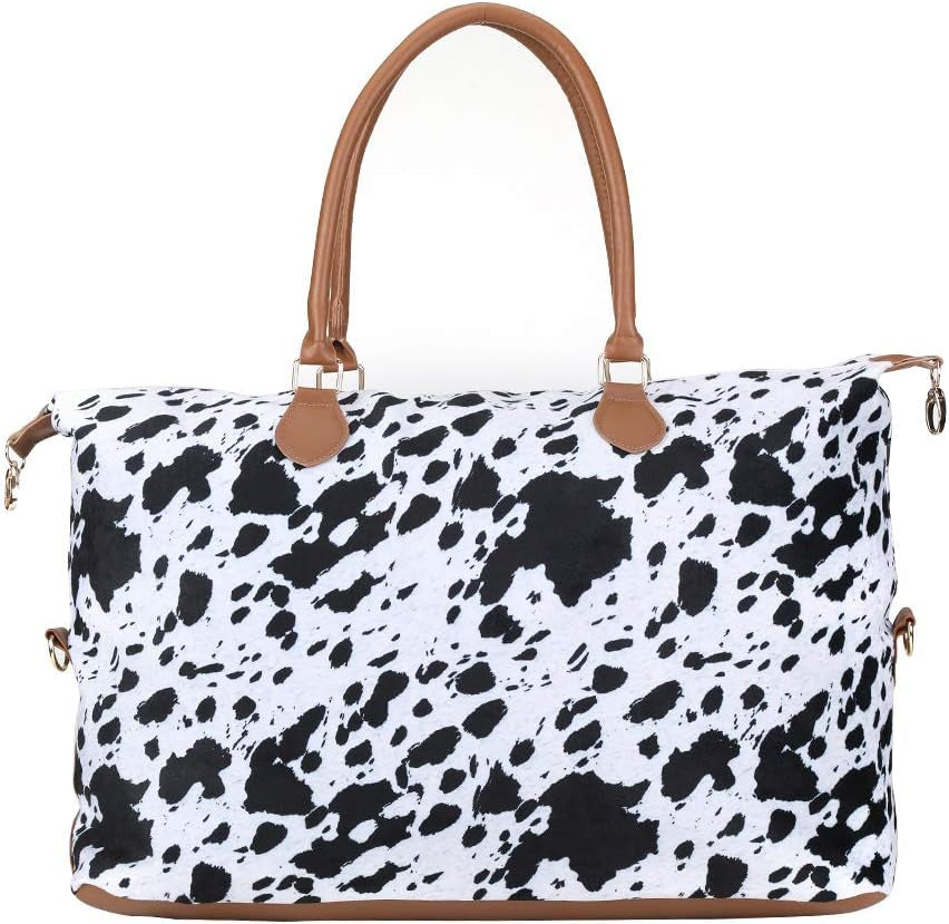 Cow Print Duffle Bag Large Capacity Travel Weekend Bag Overnight Duffel Bag for Women 