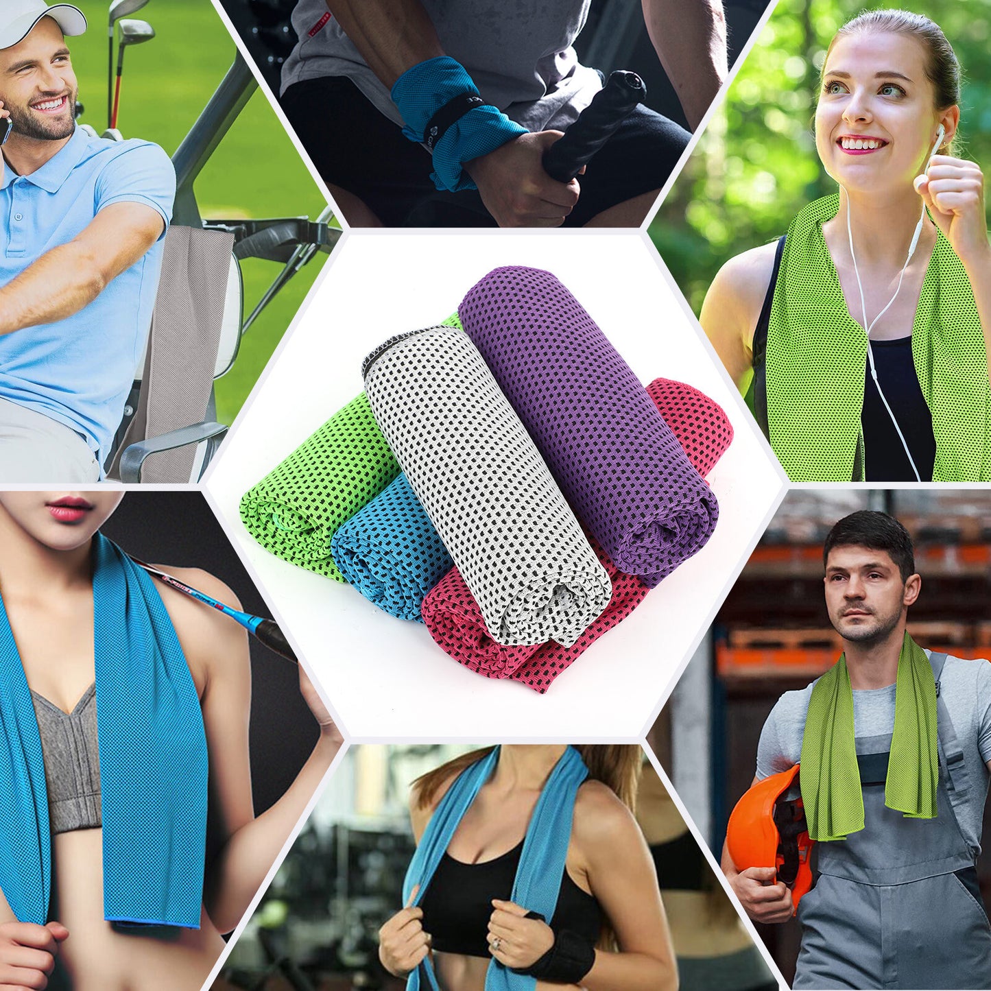 5Pcs Cooling Towel Ice Towel Neck Wrap for Sports Running Jogging Gym Chilly Pad