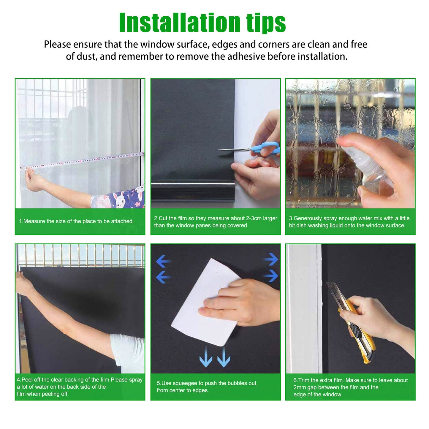 Blackout Window Film 100% Light Blocking Room Darkening UV Static Cling Cover