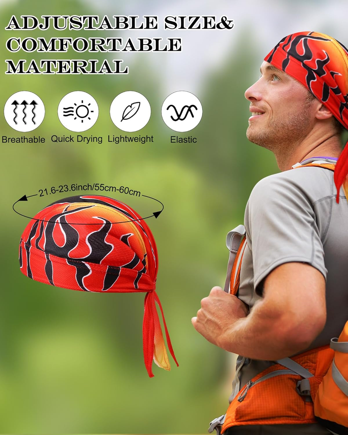 8 Pack Do Rag Skull Caps for Men Sweat Wicking Doo Rags Cooling Liner Cycling Bandana