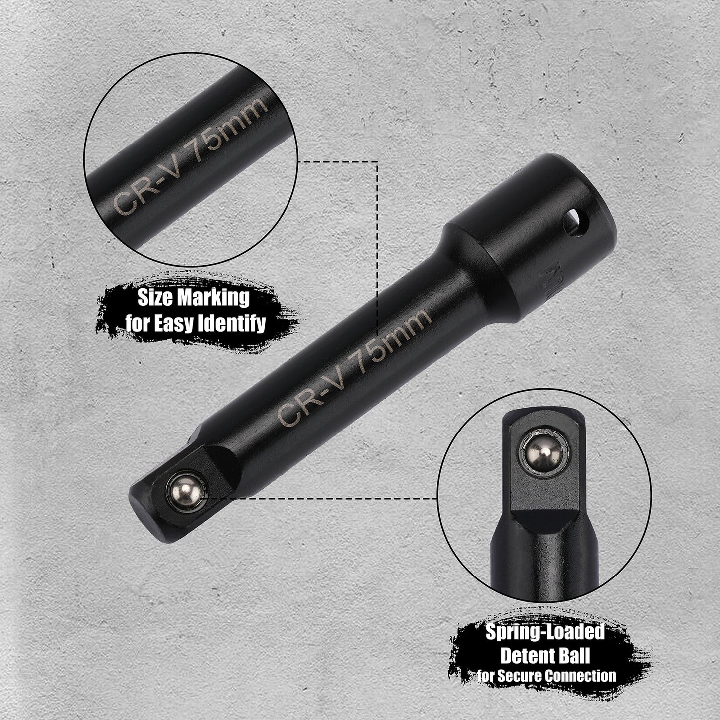 1/4",3/8",1/2" Drive Extension Bar Set, CR-V, 9 PCS Socket Extension Bars