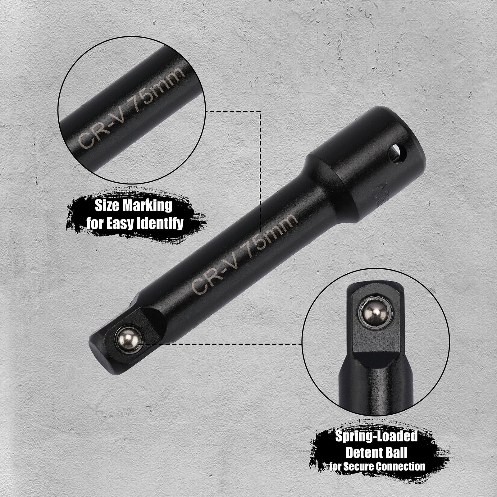 1/4",3/8",1/2" Drive Extension Bar Set, CR-V, 9 PCS Socket Extension Bars